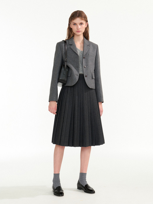 Dain crop wool jacket (Gray)
