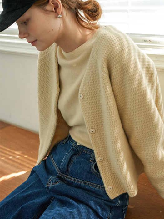  Simple round wool knit (Yellow)