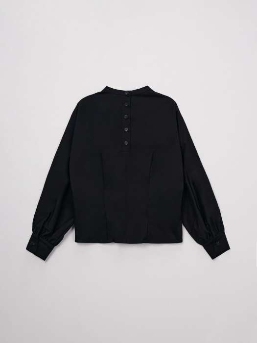 HIGH NECK PUFF BLOUSE_STRONG BLACK