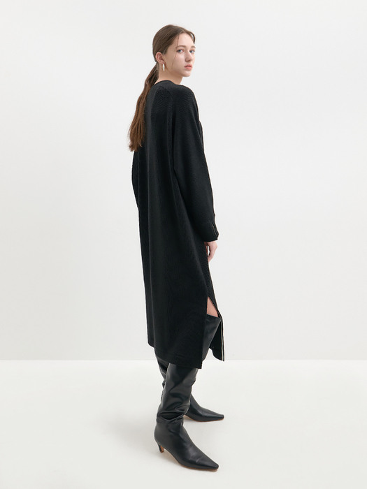 KNIT JERSEY LONG DRESS-BLACK