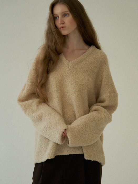 Francis Boucle Knit Sweater (Yellow Beige)