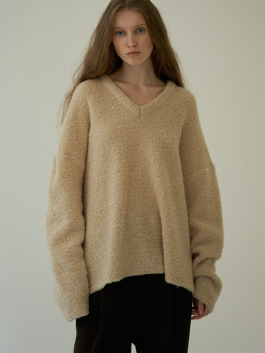 Francis Boucle Knit Sweater (Yellow Beige)