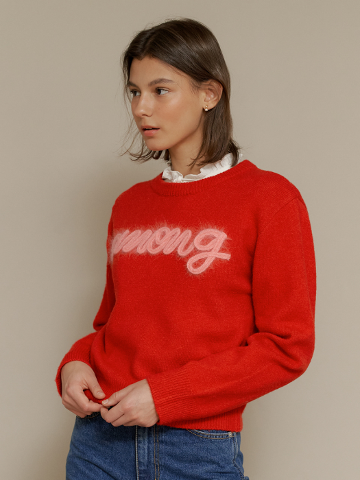 A AMONG EMBROIDERY KNIT_RED