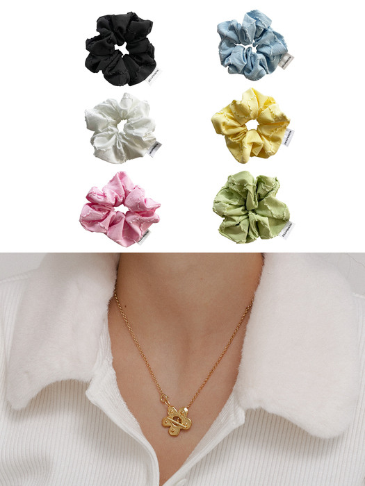[2 SET] my bouquet toggle necklace (Silver 925) + love deep bloom scrunchie (M)(6 colors)