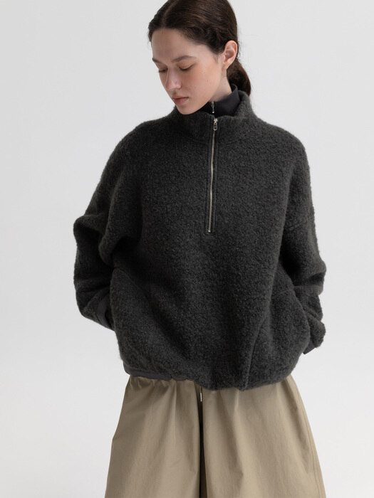 Wool boucle zip-up