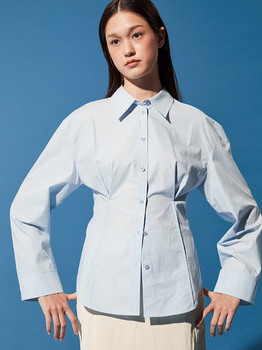 Back Detail Semi Overfit Shirts  Sky Blue (KE3260M05Q)
