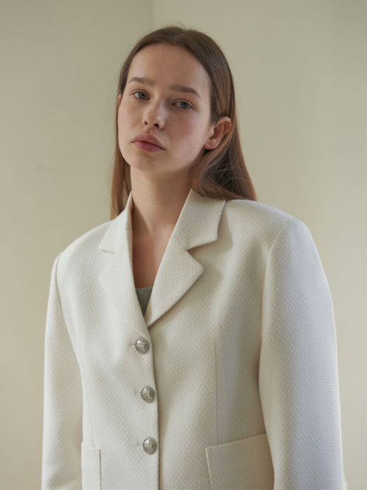 Collar Tweed Jacket (Ivory)