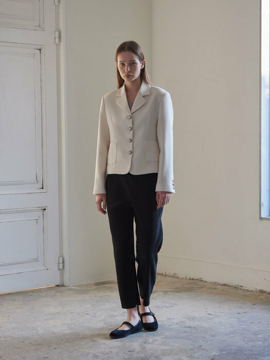 Collar Tweed Jacket (Ivory)