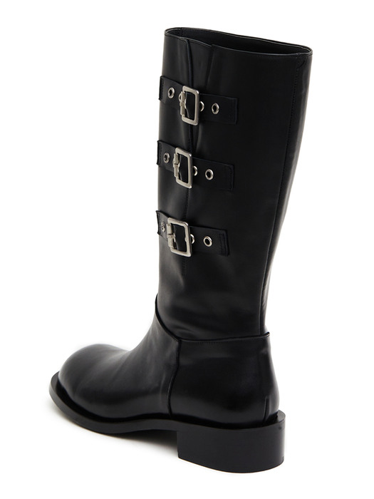 Three belted biker boots (black)