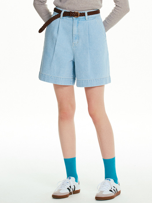 BOLZANO Tucked denim shorts (Mid blue/Ice blue)