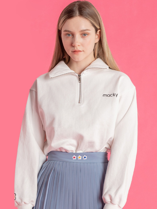 carib half zip-up sweat white