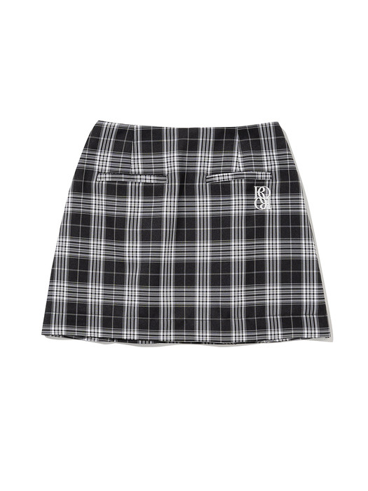Check Pleats Mini Skirt [BLACK]