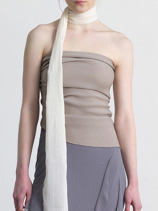 THIN SCARF / LAYER STRIPE / P IVORY