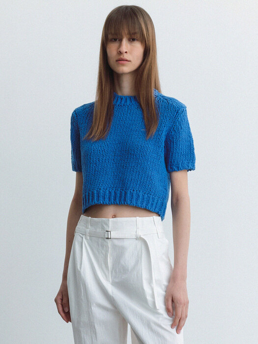 summer cotton knit pullover (blue)