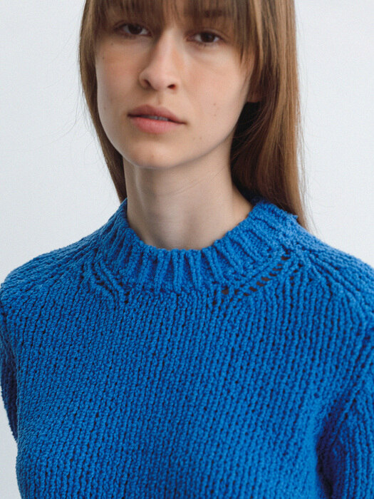 summer cotton knit pullover (blue)