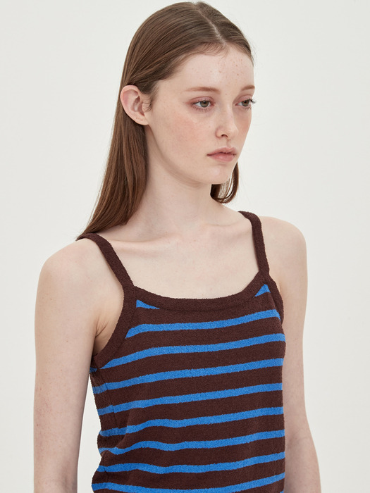 stripe sleeveless knit top_chocolate
