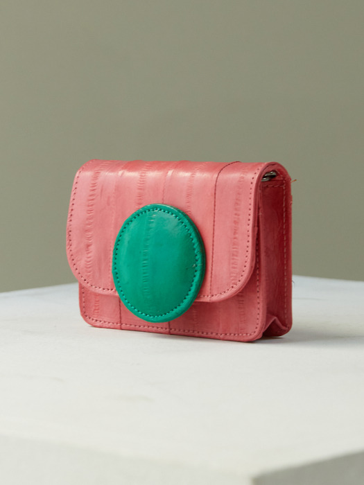 Macaron wallet mini bag coral green