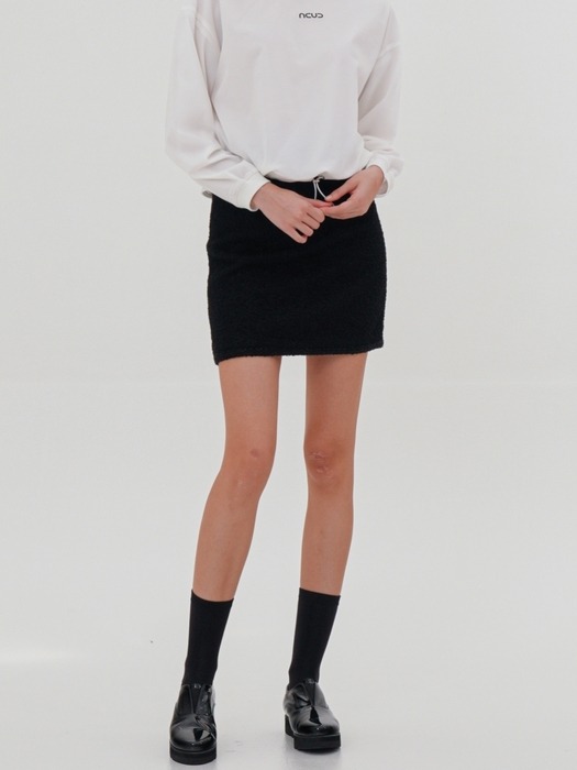 Alpaca Tweed Mini Skirt _Black