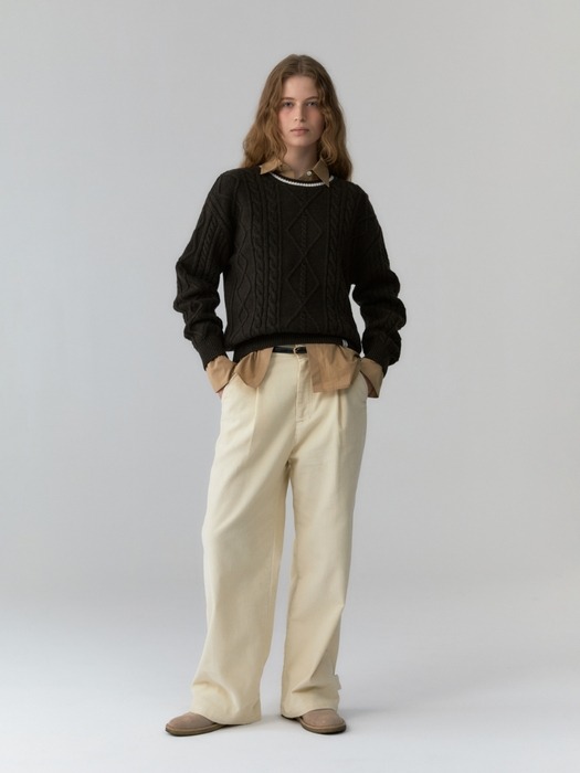 line cable knit - dark khaki