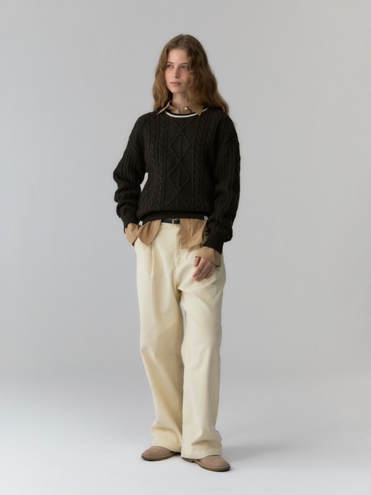 line cable knit - dark khaki