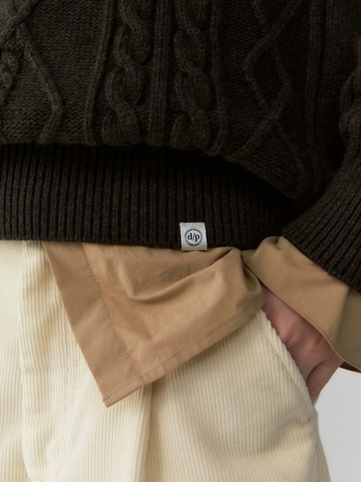 line cable knit - dark khaki