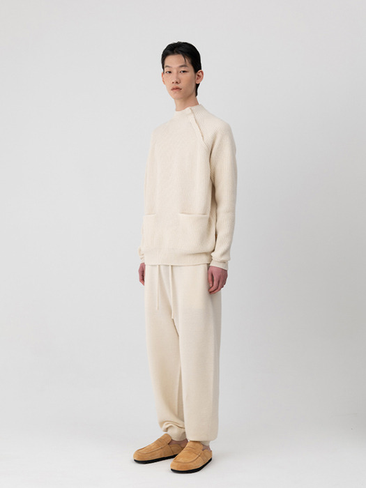 WHOLEGARMENT CASHMERE BLEND JOGGER PANTS [IVORY]