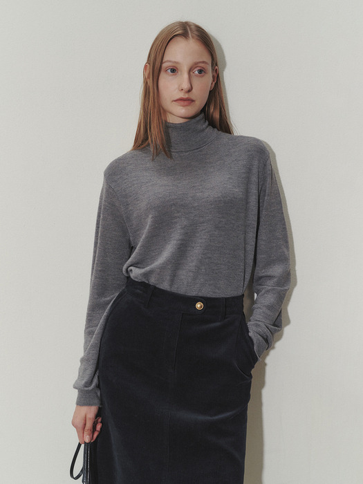 ESSENTIAL CASHMERE TURTLENECK SWEATER MELANGE GREY_UDSW3D221G2