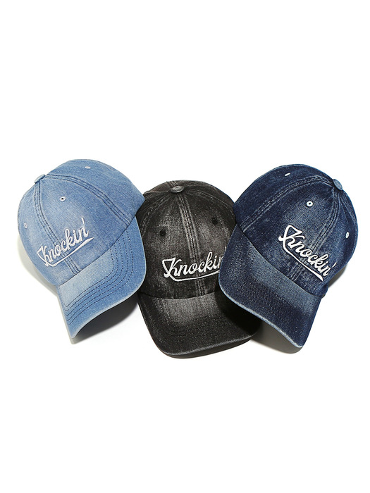 [단독] Washed Denim Knockin Logo B.B Cap (3COLOR)