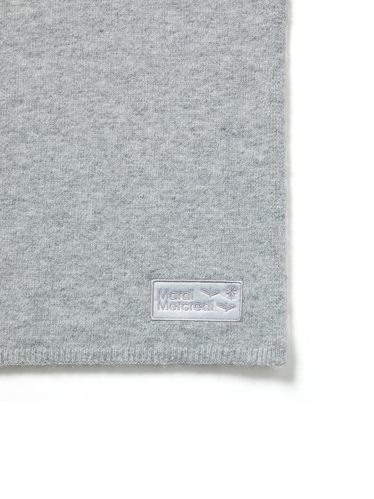 CASHMERE BLENDED MUFFLER SATIN LOGO_GREY