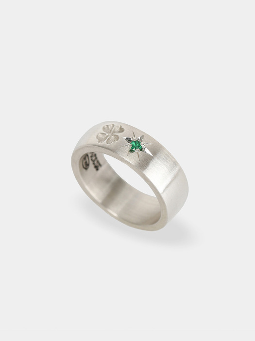 Clover star cubic ring (green)(925 silver)
