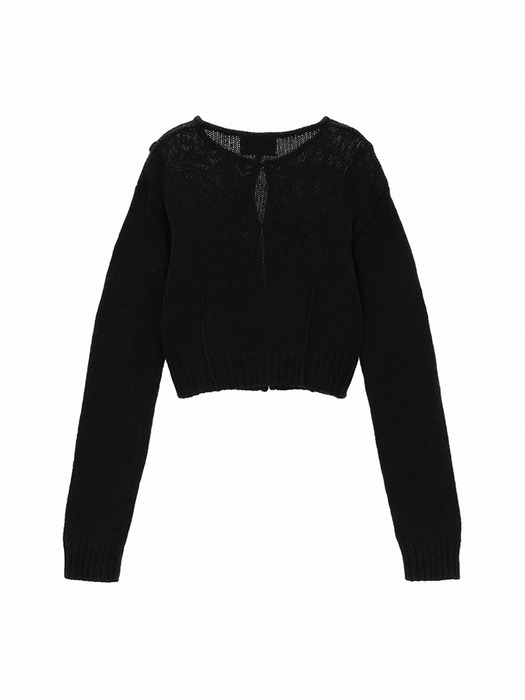 HOOK KNIT CARDIGAN IN BLACK