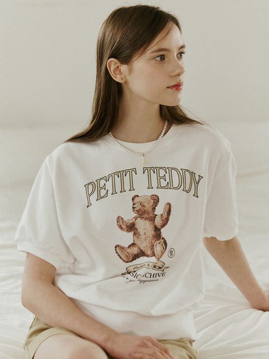 Petit Teddy Half Sleeve Sweatshirt - Off White