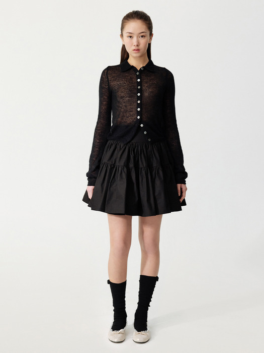 SEETHROUGH COLLAR CARDIGAN_TT4S301BK