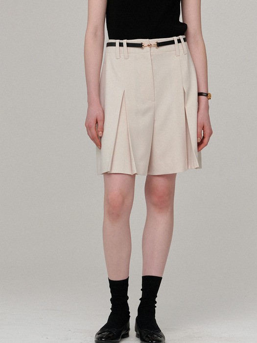 Jane pleats skirt pants - Vanilla