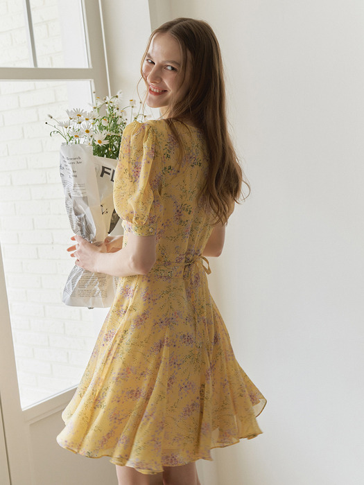 HALF SLEEVES CHIFFON FLARE ONEPIECE_YELLOW