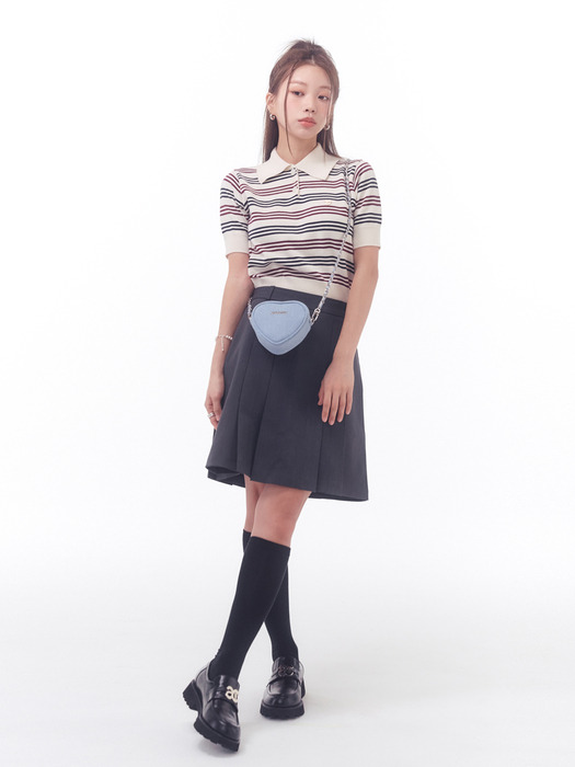 HEART PLEATS SKIRT_GREY