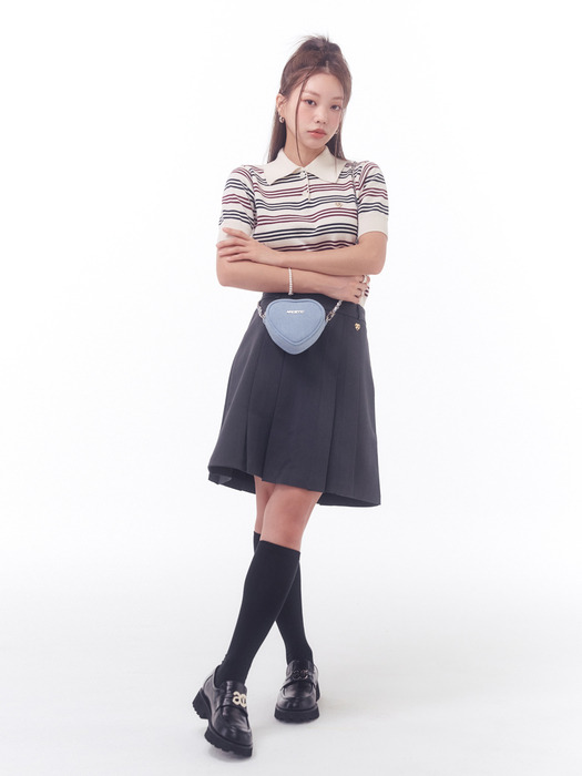 HEART PLEATS SKIRT_GREY