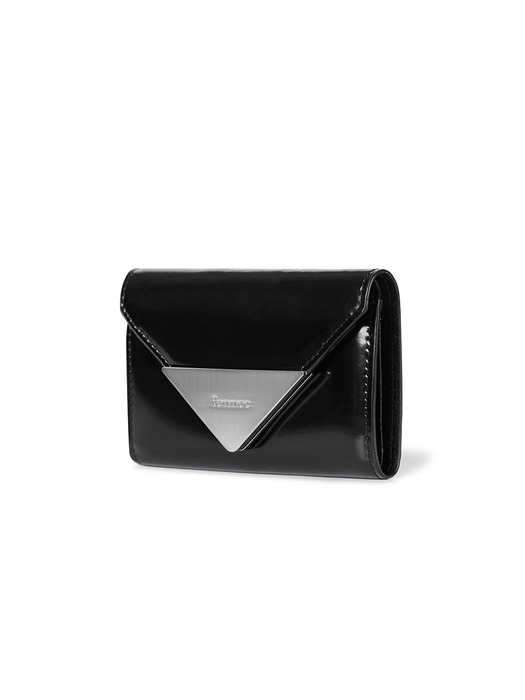 LACQUER TRIANGLE WALLET - MATT BLACK