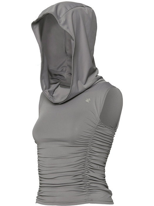 Hooded High Neck Sleeveless (FL-125_Gray)
