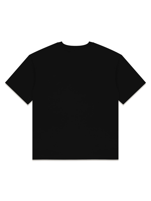 UNISEX 오버핏 서핑부브 엠보 로고 반소매 티셔츠 블랙(FCE2TS405M)