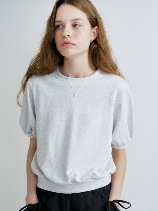 S Volume Sleeve Sweatshirt_White Melange