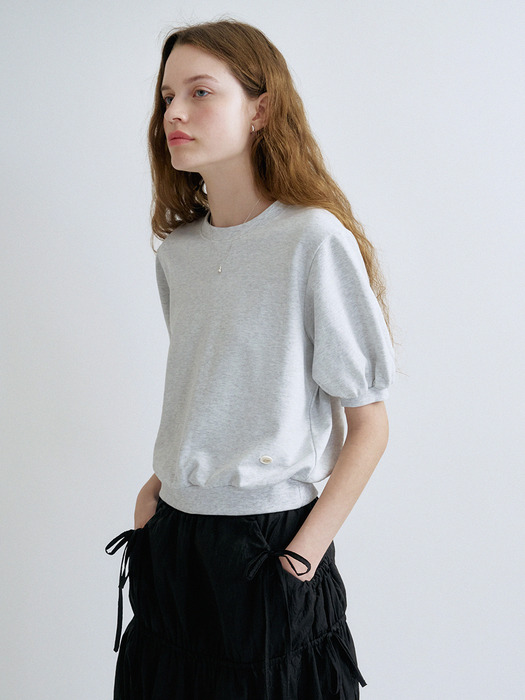 S Volume Sleeve Sweatshirt_White Melange