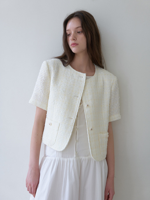 Check Tweed Jacket - Ivory