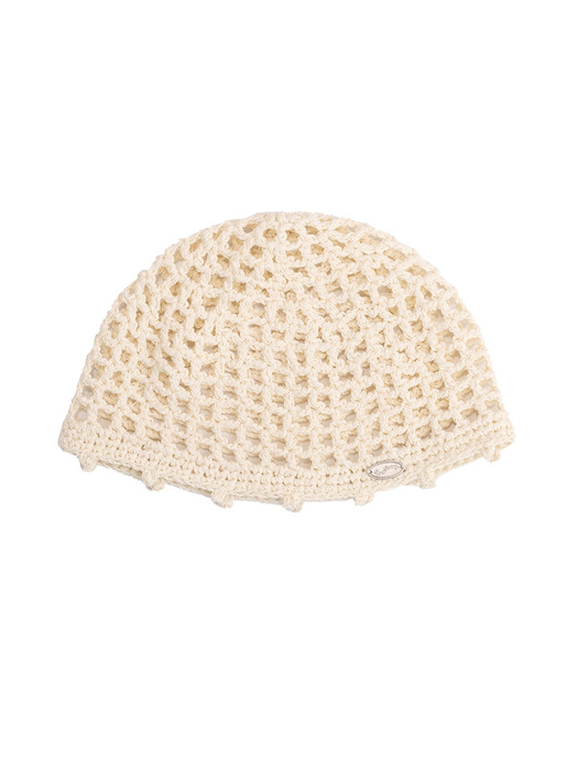 No.232 / Lily Punching Short Beanie _ Cream