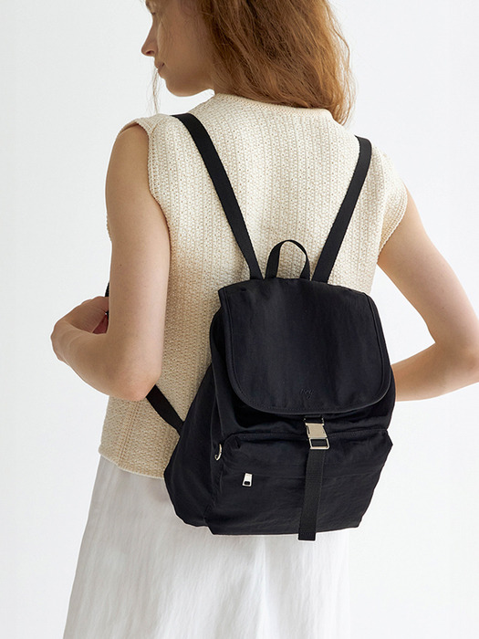 Mini Flap Backpack (Black)