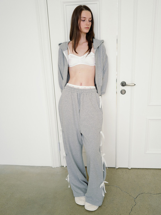 [SET] LACE RIBBON HOOD ZIPUP + LACE RIBBON SWEAT PANTS SET-UP_TT4W005MG,TT4W406MG