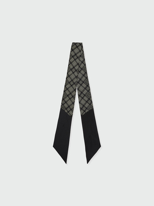 ZUIE Check Pattern Silk Scarf - Black/Ivory