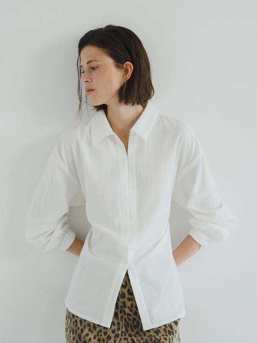 O Silhouette 3way Texture Shirt_Ivory