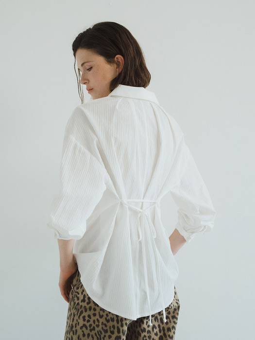 O Silhouette 3way Texture Shirt_Ivory