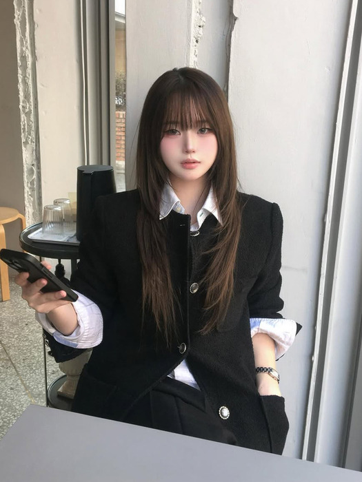 Wool Blend Overfit Western Tweed Jacket_CTO124(2Color)